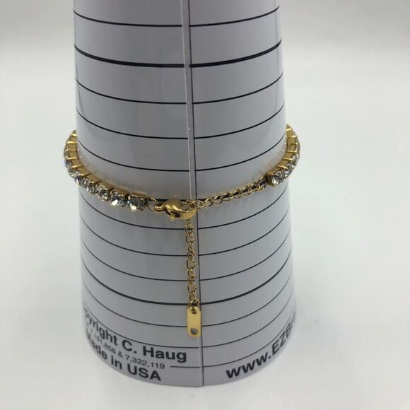 18K Gold Plated Stainless Steel "Tennis" Bracelet Cubic Zirconia Waterproof - Picture 10 of 13
